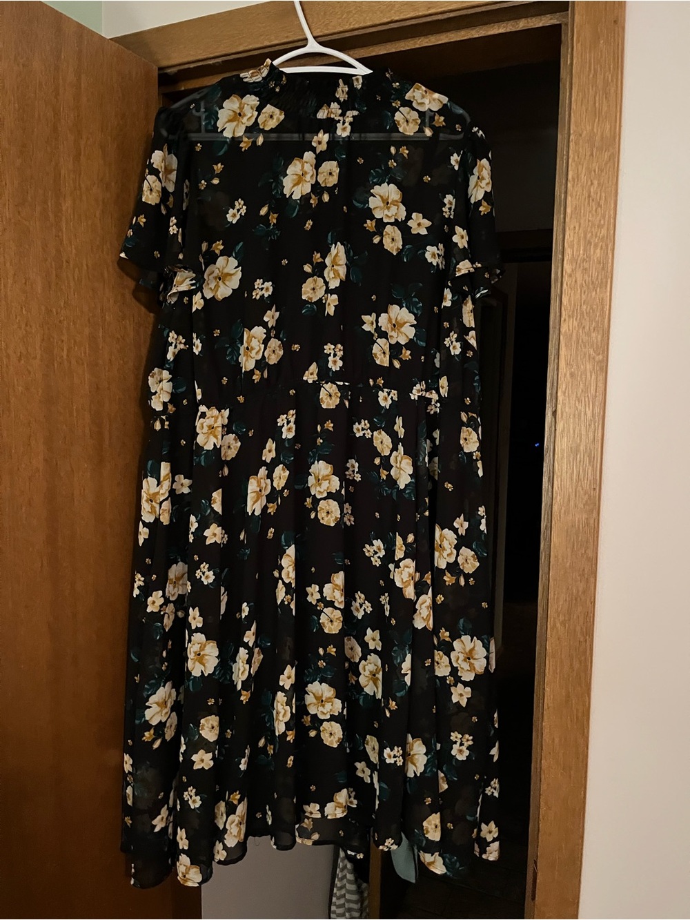 Torrid Black Floral Short-Sleeve Midi Dress - high neck
